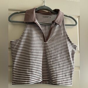 Abercrombie & Fitch Striped Polo Crop Top